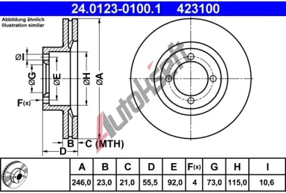 ATE Brzdov kotou - 246 mm AT 423100, 24.0123-0100.1