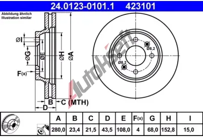 ATE Brzdov kotou - 280 mm AT 423101, 24.0123-0101.1