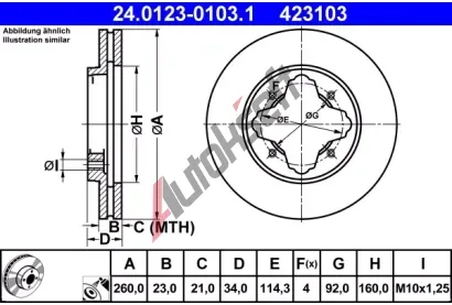 ATE Brzdov kotou - 260 mm AT 423103, 24.0123-0103.1