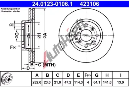 ATE Brzdov kotou - 282 mm AT 423106, 24.0123-0106.1