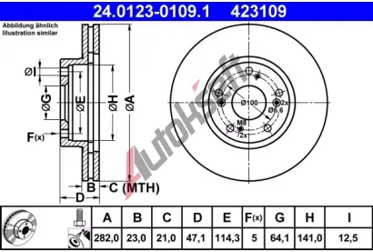 ATE Brzdov kotou - 282 mm AT 423109, 24.0123-0109.1