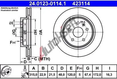 ATE Brzdov kotou - 315 mm AT 423114, 24.0123-0114.1