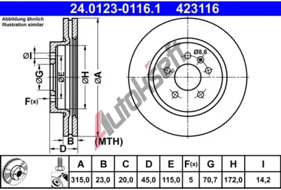 ATE Brzdov kotou - 315 mm AT 423116, 24.0123-0116.1