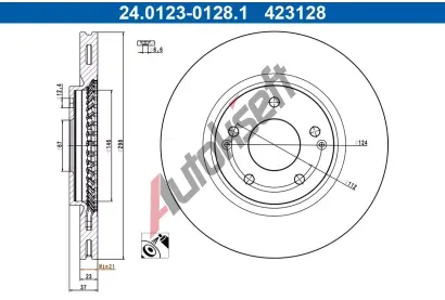 ATE Brzdov kotou - 298 mm AT 423128, 24.0123-0128.1