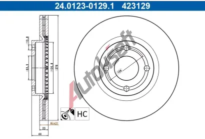 ATE Brzdov kotou - 278 mm AT 423129, 24.0123-0129.1