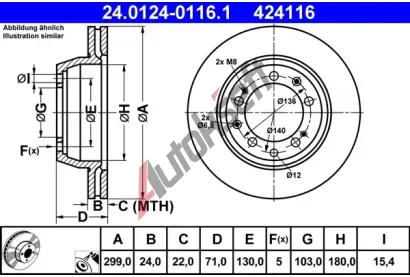 ATE Brzdov kotou - 299 mm AT 424116, 24.0124-0116.1