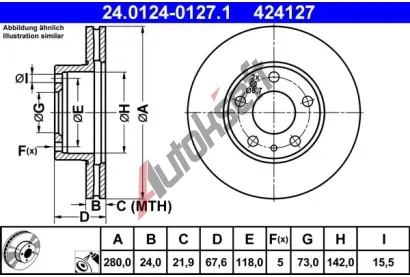 ATE Brzdov kotou - 280 mm AT 424127, 24.0124-0127.1