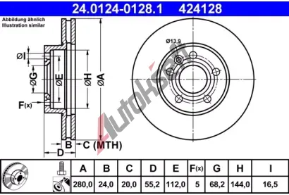 ATE Brzdov kotou - 280 mm AT 424128, 24.0124-0128.1