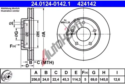 ATE Brzdov kotou - 256 mm AT 424142, 24.0124-0142.1