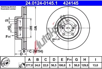 ATE Brzdov kotou - 277 mm AT 424145, 24.0124-0145.1