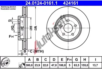 ATE Brzdov kotou - 300 mm AT 424161, 24.0124-0161.1