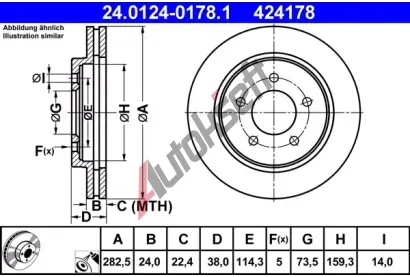 ATE Brzdov kotou - 283 mm AT 424178, 24.0124-0178.1