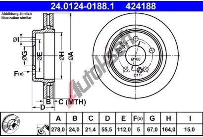 ATE Brzdov kotou - 278 mm AT 424188, 24.0124-0188.1