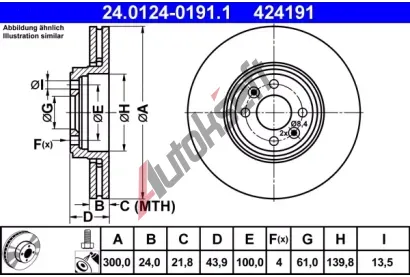 ATE Brzdov kotou - 300 mm AT 424191, 24.0124-0191.1