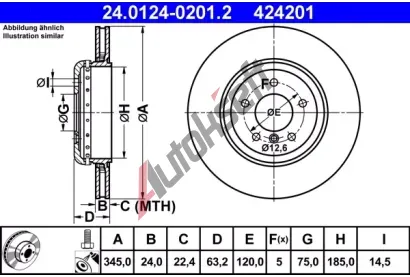 ATE Brzdov kotou - 345 mm AT 424201, 24.0124-0201.2