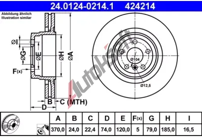 ATE Brzdov kotou - 370 mm AT 424214, 24.0124-0214.1