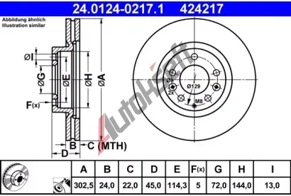 ATE Brzdov kotou - 303 mm AT 424217, 24.0124-0217.1