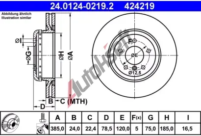 ATE Brzdový kotouč - 385 mm AT 424219, 24.0124-0219.2 ATE Brzdový kotouč - 385 mm AT 424219, 24.0124-0219.2