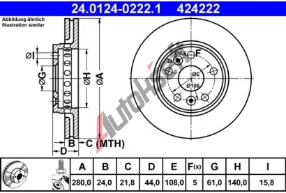 ATE Brzdov kotou - 280 mm AT 424222, 24.0124-0222.1