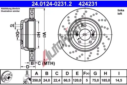 ATE Brzdov� kotou� - 350 mm AT 424231, 24.0124-0231.2