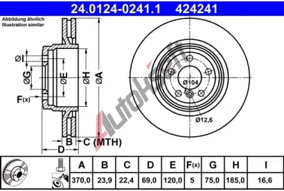 ATE Brzdov kotou - 370 mm AT 424241, 24.0124-0241.1