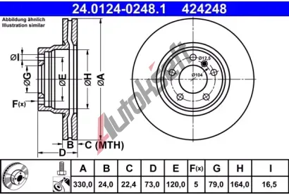 ATE Brzdov kotou - 330 mm AT 424248, 24.0124-0248.1