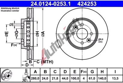 ATE Brzdov kotou - 280 mm AT 424253, 24.0124-0253.1