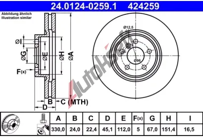 ATE Brzdov kotou - 330 mm AT 424259, 24.0124-0259.1
