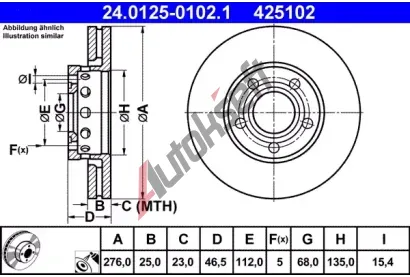 ATE Brzdov kotou - 276 mm AT 425102, 24.0125-0102.1