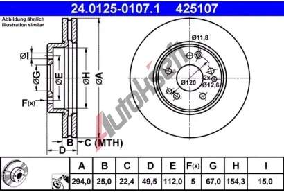 ATE Brzdov kotou - 294 mm AT 425107, 24.0125-0107.1