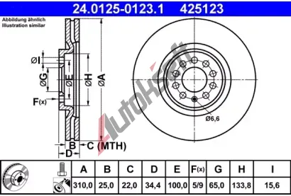 ATE Brzdov kotou - 310 mm AT 425123, 24.0125-0123.1