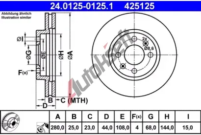 ATE Brzdov kotou - 280 mm AT 425125, 24.0125-0125.1