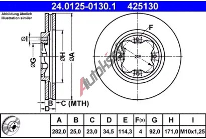 ATE Brzdov� kotou� - 282 mm AT 425130, 24.0125-0130.1