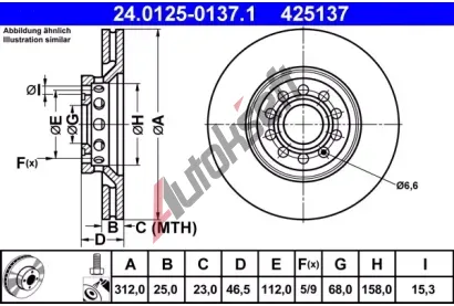 ATE Brzdov kotou - 312 mm AT 425137, 24.0125-0137.1