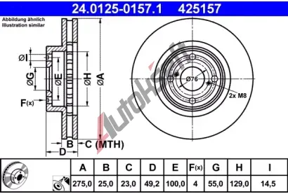 ATE Brzdov kotou - 275 mm AT 425157, 24.0125-0157.1