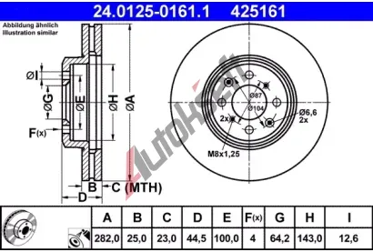 ATE Brzdov kotou - 282 mm AT 425161, 24.0125-0161.1