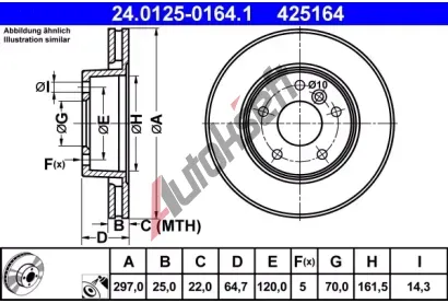 ATE Brzdov kotou - 297 mm AT 425164, 24.0125-0164.1