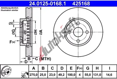 ATE Brzdov kotou - 275 mm AT 425168, 24.0125-0168.1