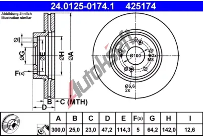 ATE Brzdov kotou - 300 mm AT 425174, 24.0125-0174.1