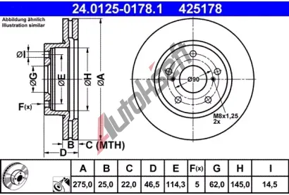 ATE Brzdov kotou - 275 mm AT 425178, 24.0125-0178.1