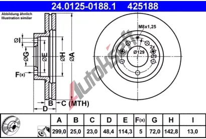 ATE Brzdov kotou - 299 mm AT 425188, 24.0125-0188.1