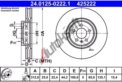 ATE Brzdov kotou - 312 mm AT 425222, 24.0125-0222.1