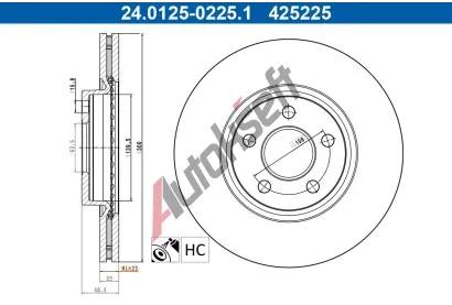 ATE Brzdov kotou - 300 mm AT 425225, 24.0125-0225.1