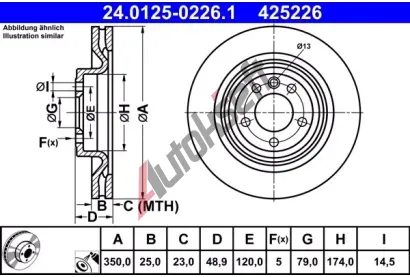 ATE Brzdový kotouč - 350 mm AT 425226, 24.0125-0226.1  ATE Brzdový kotouč - 350 mm AT 425226, 24.0125-0226.1