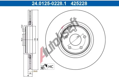 ATE Brzdov kotou - 335 mm AT 425228, 24.0125-0228.1