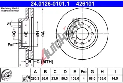 ATE Brzdov kotou - 280 mm AT 426101, 24.0126-0101.1