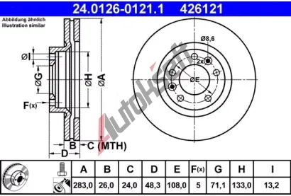 ATE Brzdov kotou - 283 mm AT 426121, 24.0126-0121.1