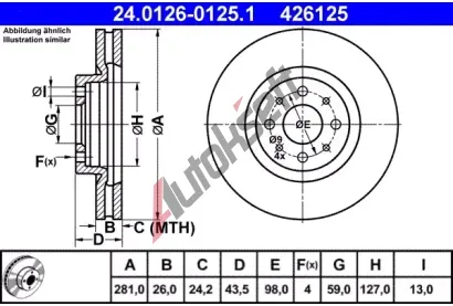 ATE Brzdov kotou - 281 mm AT 426125, 24.0126-0125.1