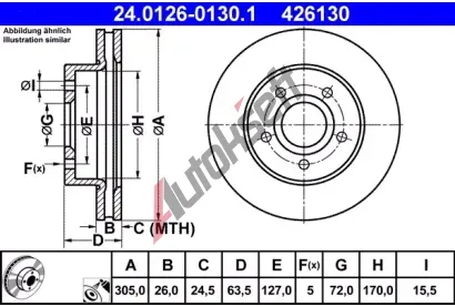 ATE Brzdov kotou - 305 mm AT 426130, 24.0126-0130.1