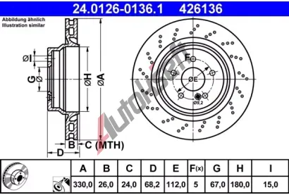 ATE Brzdov kotou - 330 mm AT 426136, 24.0126-0136.1